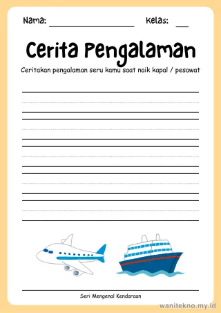 Pratinjau paket 16 Lembar Bercerita Kendaraan — SD Kelas 1-3 Gratis PDF