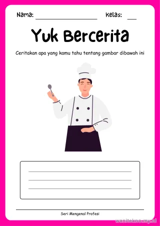 Pratinjau paket 15 Lembar Bercerita Profesi — SD Kelas 1-3 Gratis PDF