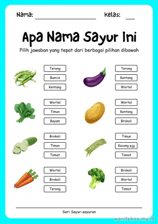 Lembar 9: Apa Nama Sayur Ini