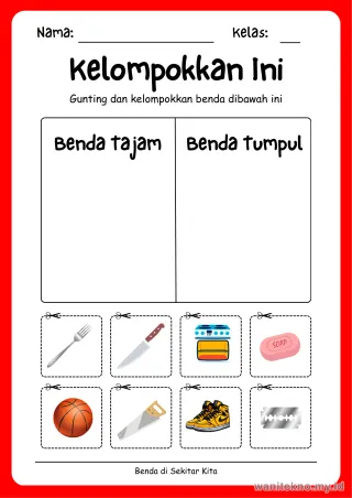 Pratinjau paket 15 Lembar Kelompokkan Benda Di Sekitar Kita — TK Gratis PDF