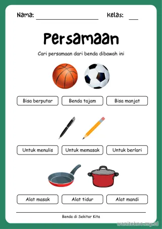Pratinjau paket 14 Lembar Kelompokkan Benda Di Sekitar Kita — TK Gratis PDF