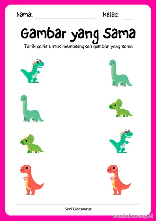 Pratinjau paket 10 Lembar Kelompokkan Dinosaurus — TK Gratis PDF