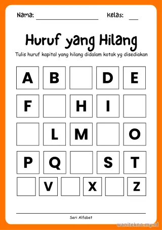 Pratinjau paket 9 Lembar Mengenal Huruf Alfabet — TK Gratis PDF