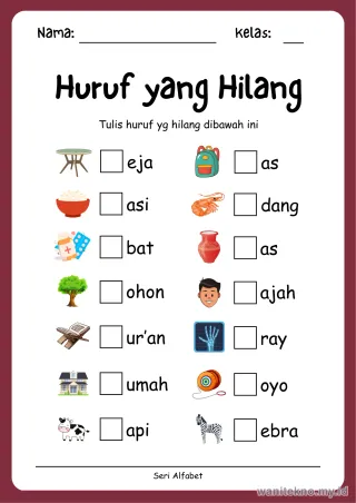 Lembar 2: Huruf yang Hilang