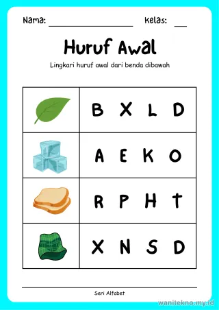 Pratinjau paket 10 Lembar Mengenal Huruf Alfabet — TK Gratis PDF