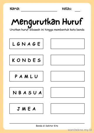 Lembar 6: Mengurutkan Huruf