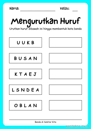 Lembar 8: Mengurutkan Huruf