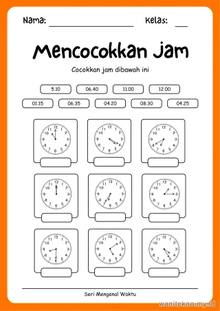 Lembar 3: Mencocokkan Jam