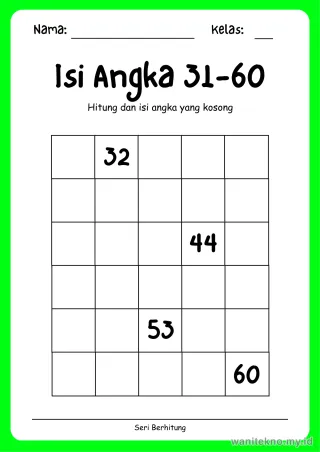Lembar 2: Isi Angka 31-60