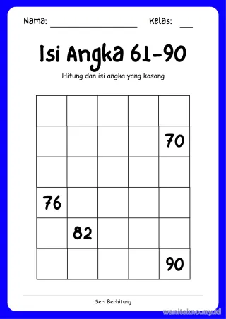 Lembar 3: Isi Angka 61-90