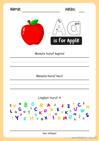 Pratinjau paket 18 Lembar Menulis Huruf Alfabet — TK Gratis PDF