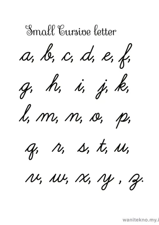 Lembar 5: Small Cursive letter