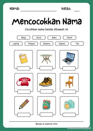 Pratinjau paket 15 Lembar Pasangkan Benda Di Sekitar Kita — TK Gratis PDF