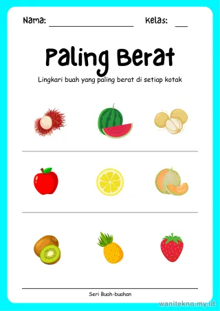 Pratinjau paket 14 Lembar Pasangkan Buah Buahan — TK Gratis PDF