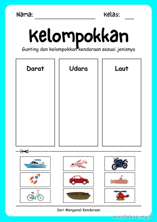 Pratinjau paket 17 Lembar Pasangkan Kendaraan — TK Gratis PDF