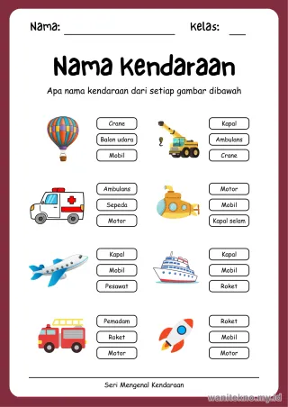 Lembar 11: Nama Kendaraan