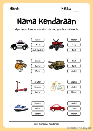Lembar 12: Nama Kendaraan