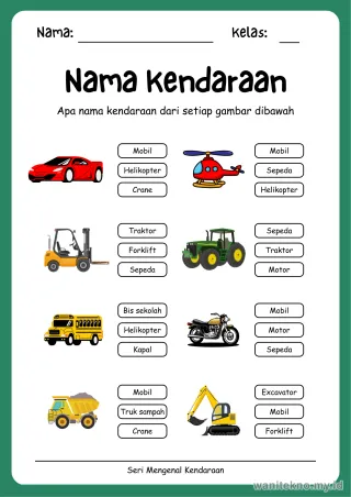 Lembar 13: Nama Kendaraan