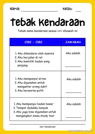 Lembar 2: Tebak Kendaraan