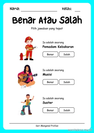 Pratinjau paket 15 Lembar Pilihan Ganda Profesi — SD Kelas 1-3 Gratis PDF