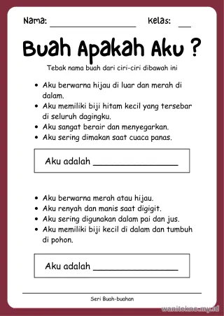 Lembar 8: Buah Apakah Aku ?