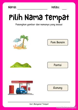 Pratinjau paket 14 Lembar Tebak Nama Mengenal Tempat — TK Gratis PDF