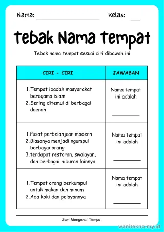Lembar 6: Tebak Nama Tempat