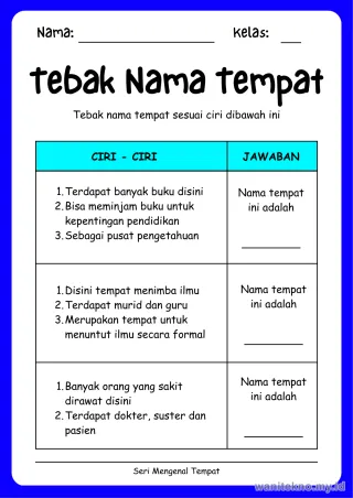 Lembar 9: Tebak Nama Tempat