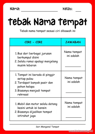 Lembar 10: Tebak Nama Tempat