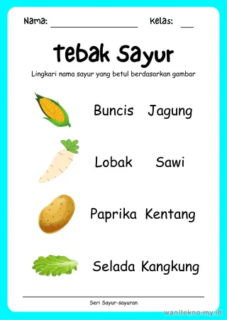 Lembar 3: Tebak Sayur