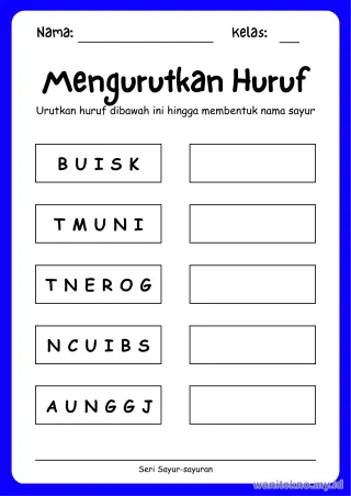 Lembar 6: Mengurutkan Huruf