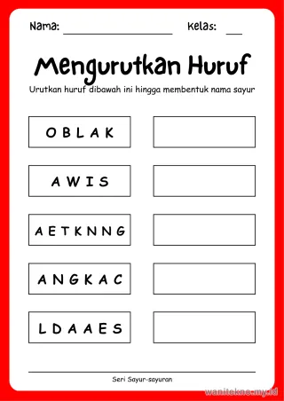 Lembar 7: Mengurutkan Huruf