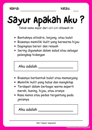 Lembar 8: Sayur Apakah Aku ?