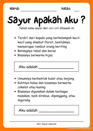 Lembar 9: Sayur Apakah Aku ?