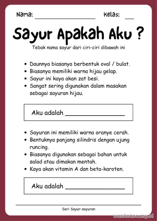 Lembar 10: Sayur Apakah Aku ?