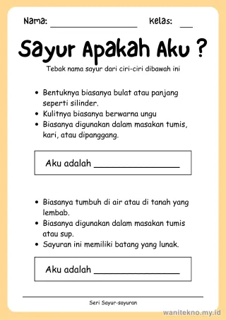 Lembar 11: Sayur Apakah Aku ?